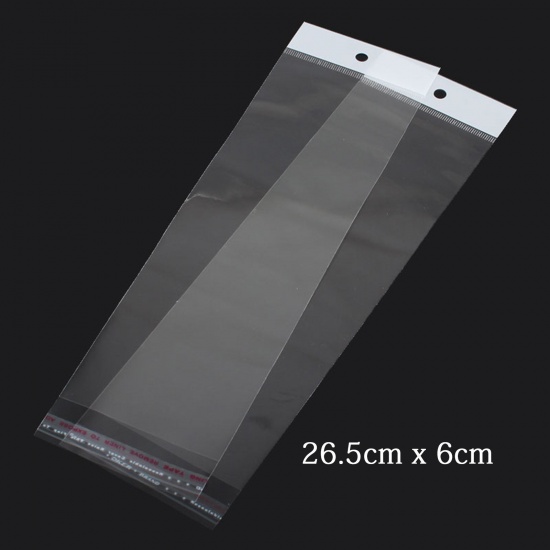 プラスチック製 接着ポリ袋 透明 (使用可能なスペース：21cmx6cm) 26.5cm x 6cm、 200 PCs の画像