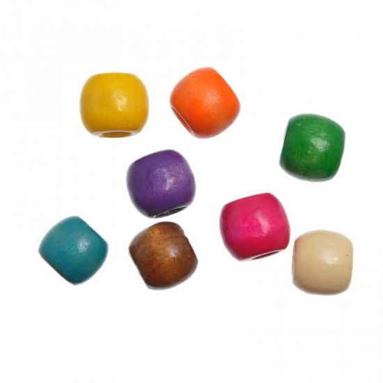 Picture of Wood European Style Large Hole Charm Beads Barrel At Random About 12mm x 11mm, Hole: Approx 5.3mm, 100 PCs