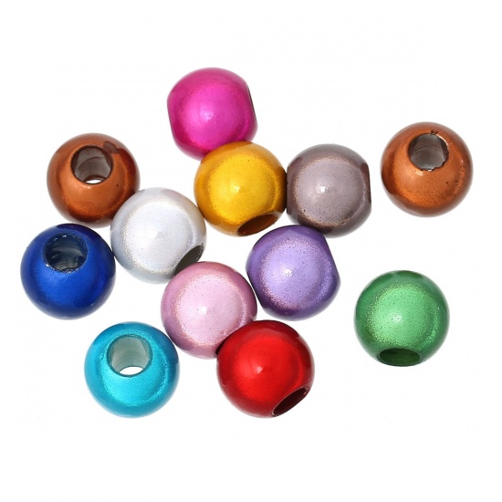 Picture of Acrylic European Style Large Hole Charm Beads Round At Random About 12mm x 11mm, Hole: Approx 4.8mm, 50 PCs