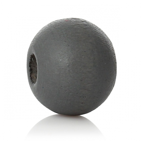 Imagen de Cuentas Madera de Ronda , gris Oscuro 8mm Diámetro, Agujero: acerca de 2.4mm-2.8mm, 500 Unidades