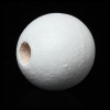 Picture of Wood Spacer Beads Round White About 25mm Dia. - 24mm Dia., Hole: Approx 5.3mm - 4.3mm, 20 PCs