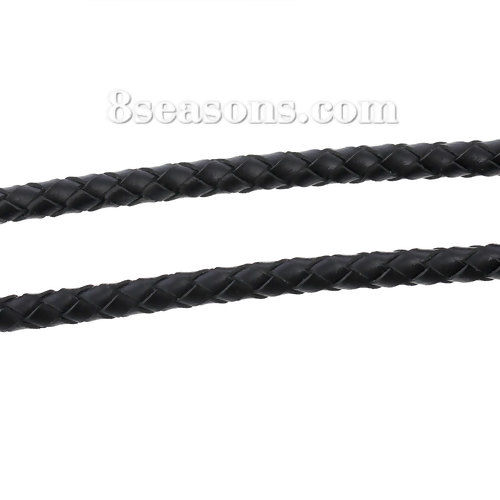 Picture of Real leather Jewelry Rope Black Woven 5.0mm( 2/8"), 2 M