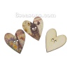 Picture of Wood Sewing Buttons Scrapbooking Heart At Random 2 Holes Eiffel Tower Building Pattern 28mm(1 1/8") x 25mm(1"), 50 PCs