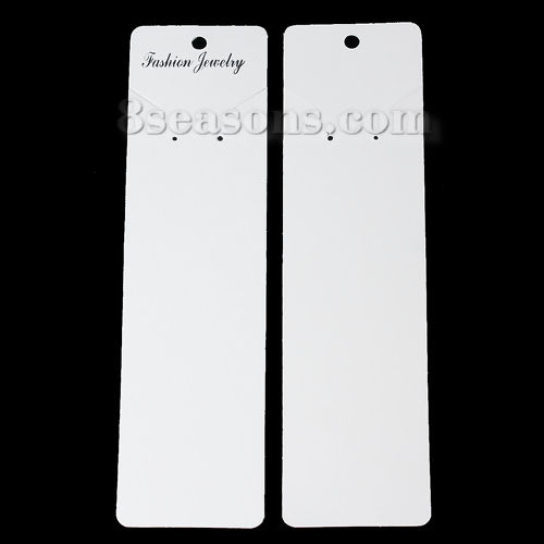 Picture of Paper Jewelry Earrings Ear Studs Necklace Display Cards Rectangle White 21cm(8 2/8") x 5.5cm(2 1/8"), 50 PCs