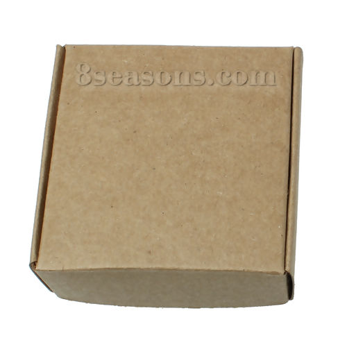 Immagine di Carta Imballaggio per Gioielli Regalo Fiore Scatola Marrone Chiaro 7.5cm x 7.5cm x 3cm , 10 Pz