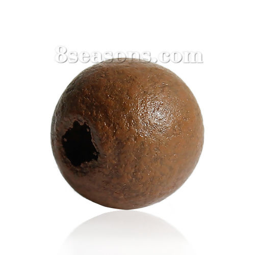 Picture of Hinoki Wood Spacer Beads Round Dark Brown About 10mm Dia, Hole: Approx 2.9mm, 300 PCs
