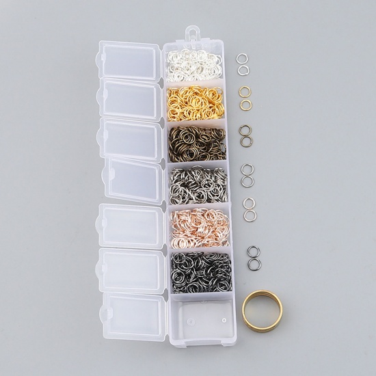 Picture of Plastic & Iron Based Alloy Opened Jump Rings Transparent Storage Containers Fixed Mixed With US Size 6.25 Ring, 15.8cm x 3.4cm, 1 Set
