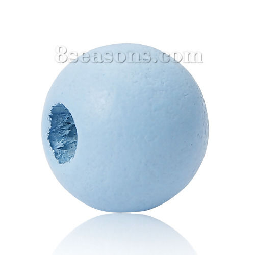 Picture of Wood Spacer Beads Round Blue About 10mm Dia, Hole: Approx 3mm, 100 PCs