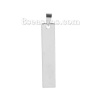 Picture of 304 Stainless Steel Blank Stamping Tags Pendants Rectangle Silver Tone One-sided Polishing 50mm x 10mm, 10 PCs