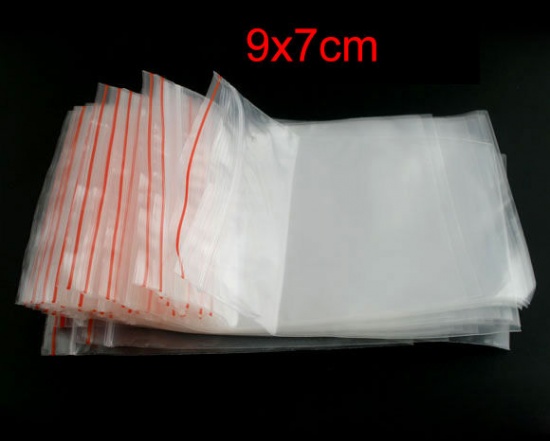 プラスチック製 ジッパー式ポリ袋 長方形 透明 (使用可能なスペース：9cm x 7cm)7cm x 10cm、 2500 個 の画像