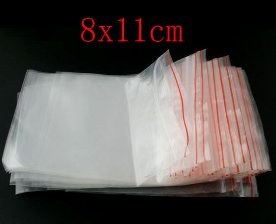 Image de Sachet Pochette à Fermeture Zip en Plastique Rectangle Transparent (Espace Utilisable: 11cm x 8cm) 12cm x 8cm, 1500 PCs