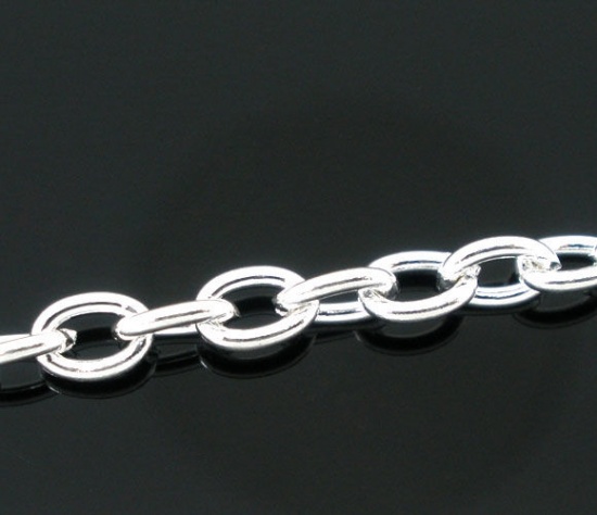Picture of Alloy Link Cable Chain Findings Silver Plated 5x3.5mm(2/8"x1/8"), 100 M