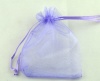 Picture of Wedding Gift Organza Jewelry Bags Drawstring Rectangle Purple 9cm x7cm(3 4/8" x2 6/8"), 300 PCs
