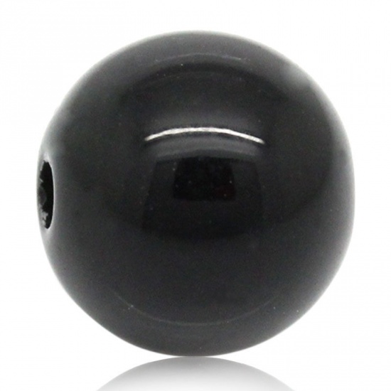 Picture of Acrylic Bubblegum Beads Ball Black Polished About 8mm Dia, Hole: Approx 2mm, 5000 PCs