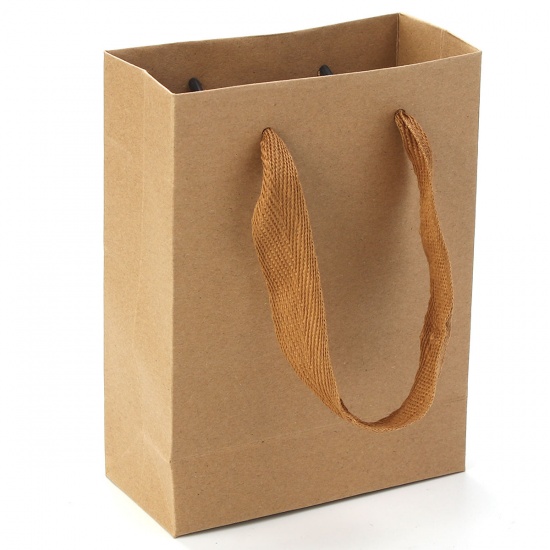 10Pcs Kraft Paper Party Bags Gift Bags Rectangle Square Brown with Handles New 