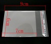 プラスチック製 接着ポリ袋 長方形 透明 (使用可能なスペース：7x6cm) 9cm x6cm 個 の画像