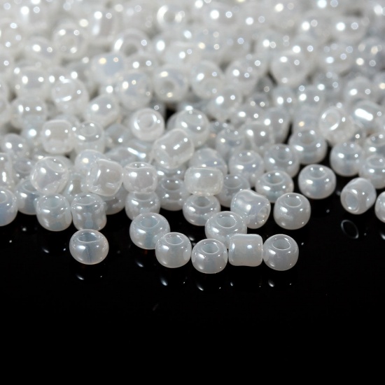Picture of 10/0 Glass Seed Beads Round Rocailles White Pearlized About 2mm Dia, Hole: Approx 0.5mm, 50 Grams