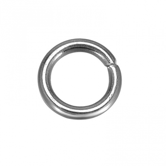 Picture of 304 Stainless Steel Opened Jump Rings Findings Round Silver Tone 5mm( 2/8") Dia, 75 PCs