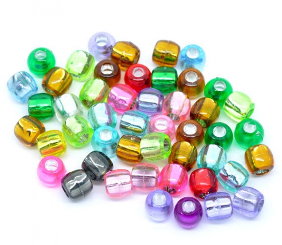Picture of Acrylic Spacer Beads Cylinder At Random About 7mm x 7mm, Hole: Approx 3.3mm, 40 PCs
