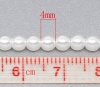 Image de Perles en Verre Rond Blanc Plaqué, Env. 4mm Dia, Trou: 1mm, 82cm long, 1 Enfilade (env. 210 Pcs/Enfilade)
