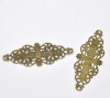 Image de Connecteurs de Bijoux Estampe en Filigrane Creux en Alliage de Zinc Vigne de Fleurs Bronze Antique Plaqué 61mm x 24mm, 6 Pcs