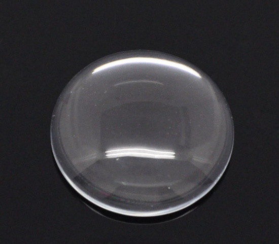Picture of Transparent Glass Dome Seals Cabochons Round Flatback Clear 25mm(1") Dia, 3 PCs