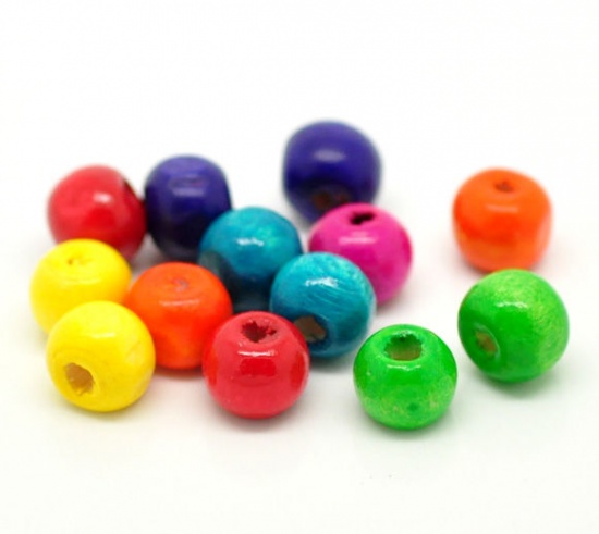 Picture of Wood Spacer Beads Round At Random About 8mm x 6mm, Hole: Approx 2.1mm, 200 PCs