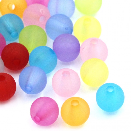 Picture of Acrylic Bubblegum Beads Ball At Random Frosted About 6mm Dia, Hole: Approx 1mm, 150 PCs