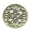亜鉛合金 透かしパーツ 装飾 円形 銅古美 28mm直径、 4 個 の画像