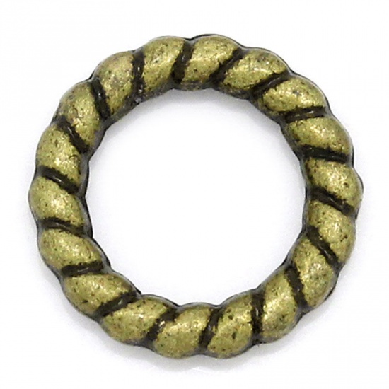 Picture of 1.7mm Zinc Based Alloy Closed Soldered Jump Rings Findings Round Antique Bronze 10mm Dia, 30 PCs