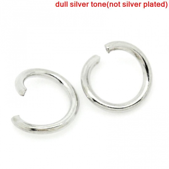 Picture of 0.9mm Iron Based Alloy Open Jump Rings Findings Round Silver Tone 7mm Dia, 200 PCs