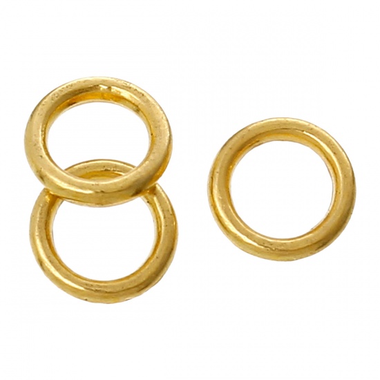 Picture of 1.2mm Zinc Based Alloy Closed Soldered Jump Rings Findings Circle Ring Gold Plated 6mm Dia, 80 PCs