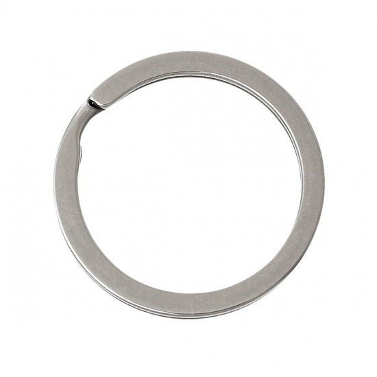 Bild von Edelstahl Schlüsselkette & Schlüsselring Ring Silberfarbe Muster 3cm D., 3 Stücke