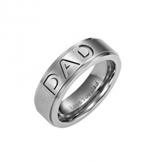 Picture of Stainless Steel Unadjustable Rings Silver Tone Round " Dad " 19.1mm(US Size 9.25), 1 Piece