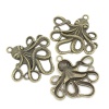 Picture of Ocean Jewelry Zinc Based Alloy Pendants Octopus Animal Antique Bronze Carved 5.7cm(2 2/8") x 5.5cm(2 1/8"), 5 PCs