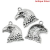 Picture of Zinc Metal Alloy Charm Pendants Eagle Animal Antique Silver 22mm x 19mm( 7/8"x 6/8"), 50 PCs