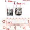 Bild von Zinklegierung European Stil Charm Großlochperlen Zylinder Antiksilber 7.5mm x 7.0mm, Loch: 4.5mm, 50 Stücke