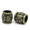Picture of Spacer Beads Column/Cylinder Antique Bronze Bear's Paw Pattern Carved 10x10mm,Hole:Approx 6.3mm,30PCs