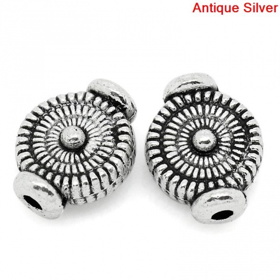 Picture of Spacer Beads Round Antique Silver Pattern Carved 10x7.5mm,Hole:Approx 1mm,100PCs