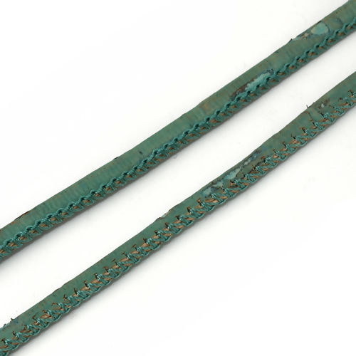 Picture of PU Leather Jewelry Cord Rope Green 4mm( 1/8"), 2 M
