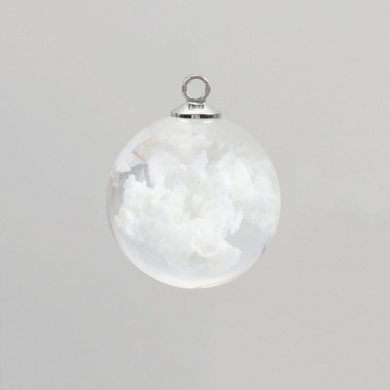 Picture of Glass Weather Collection Charms Round Cloud Light Blue Transparent 24mm x 20mm, 2 PCs