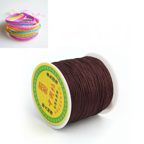 Picture of Polypropylene Fiber Chinese Knotting Cord Friendship Bracelet Cord Rope Coffee 1mm, 1 Roll (Approx 100 Yards/Roll)