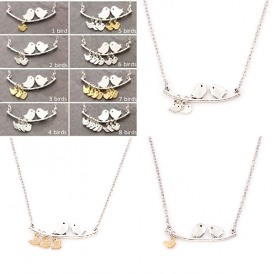 Picture of Zinc Based Alloy Necklace Gold Plated & Silver Tone Mother Bird 53cm(20 7/8") long, 1 Piece