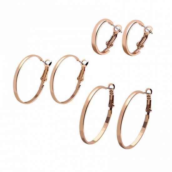 Picture of Hoop Earrings Silver Tone C Shape 38mm x 38mm 25mm x 20mm, 1 Set ( 3 Pairs/Set)