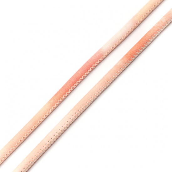 Picture of PU Leather Jewelry Cord Rope Orange Pink 3mm, 1 Roll (Approx 5 M/Roll)