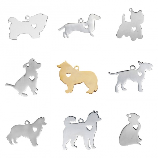 Picture of Stainless Steel Pet Silhouette Pendants Maltese Animal The Dog Has My Heart 