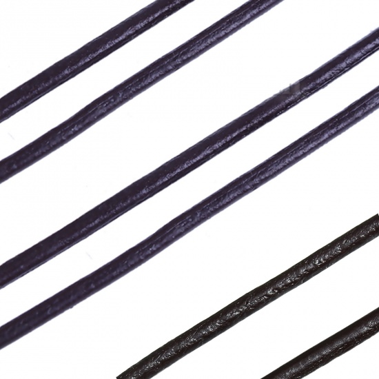 Picture of Black Round Real Leather Jewelry Cord 3mm 10M length