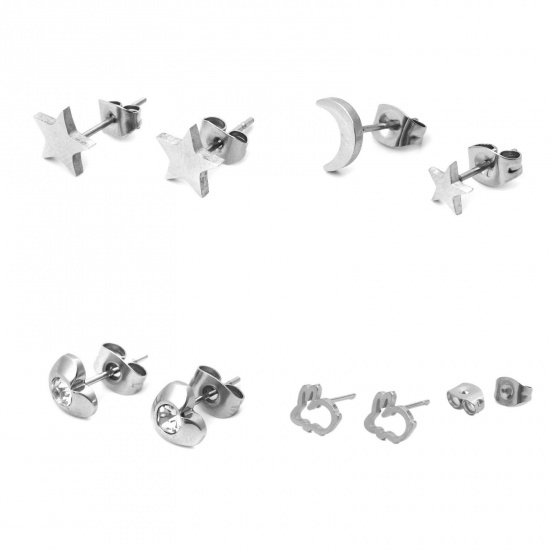 Picture of Stainless Steel Ear Post Stud Earrings Rabbit Animal 