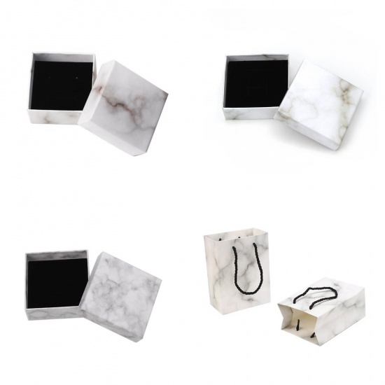 Picture of Paper & Sponge Jewelry Earrings Gift Boxes Square White 60mm(2 3/8") x 60mm(2 3/8") , 2 PCs