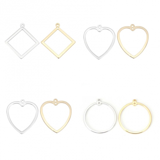 Picture of Copper Charms Heart 18K Real Gold Plated 26mm(1") x 22mm( 7/8"), 2 PCs